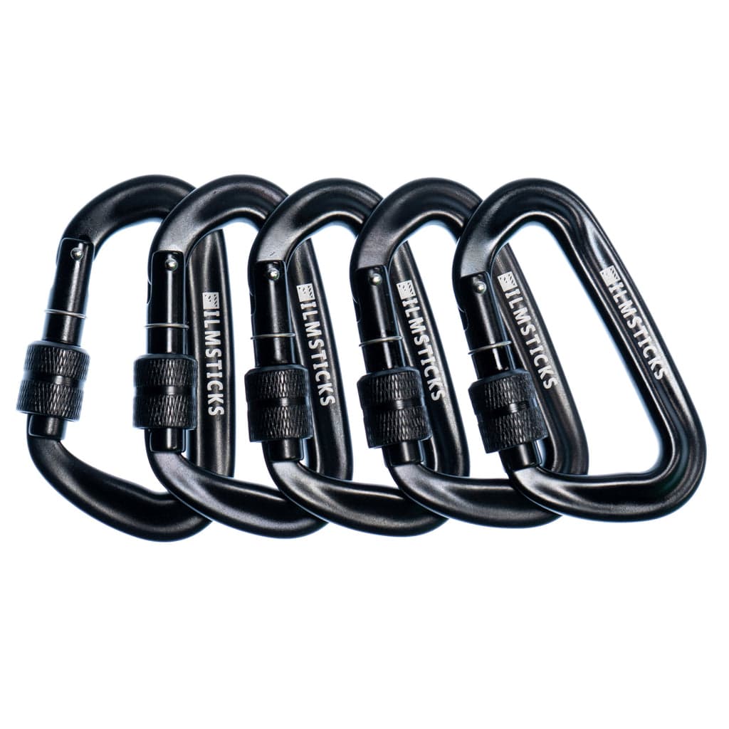 Locking Carabiner Black (5 Pack)